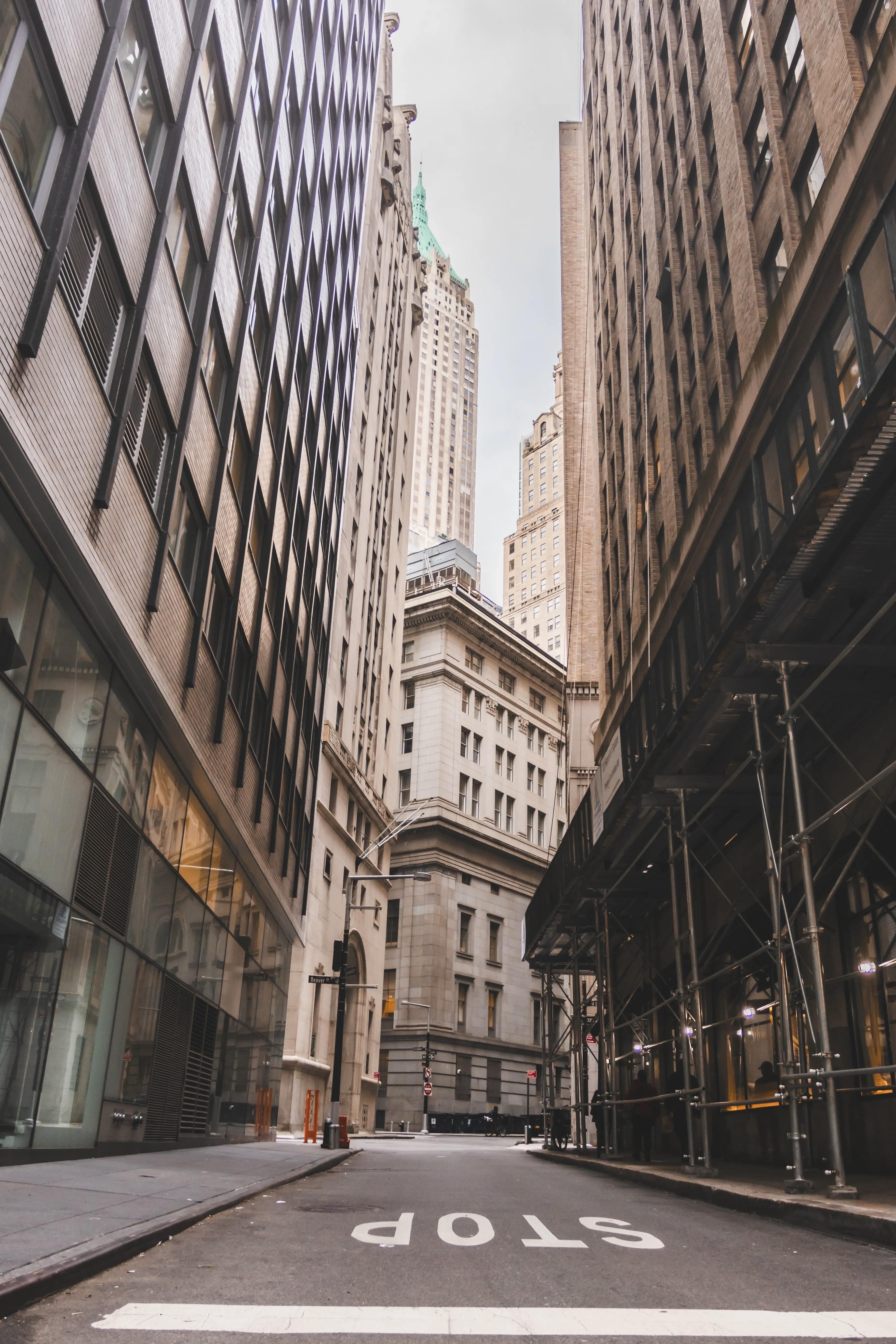 View of NYC street with tall buildings