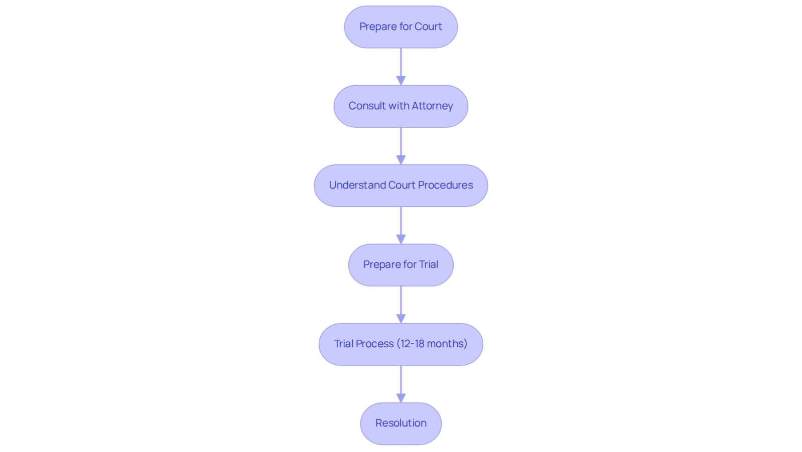 Follow the arrows to see how each step leads to the next in preparing for court. Each box represents a crucial part of the process, emphasizing the attorney's role in guiding you through.