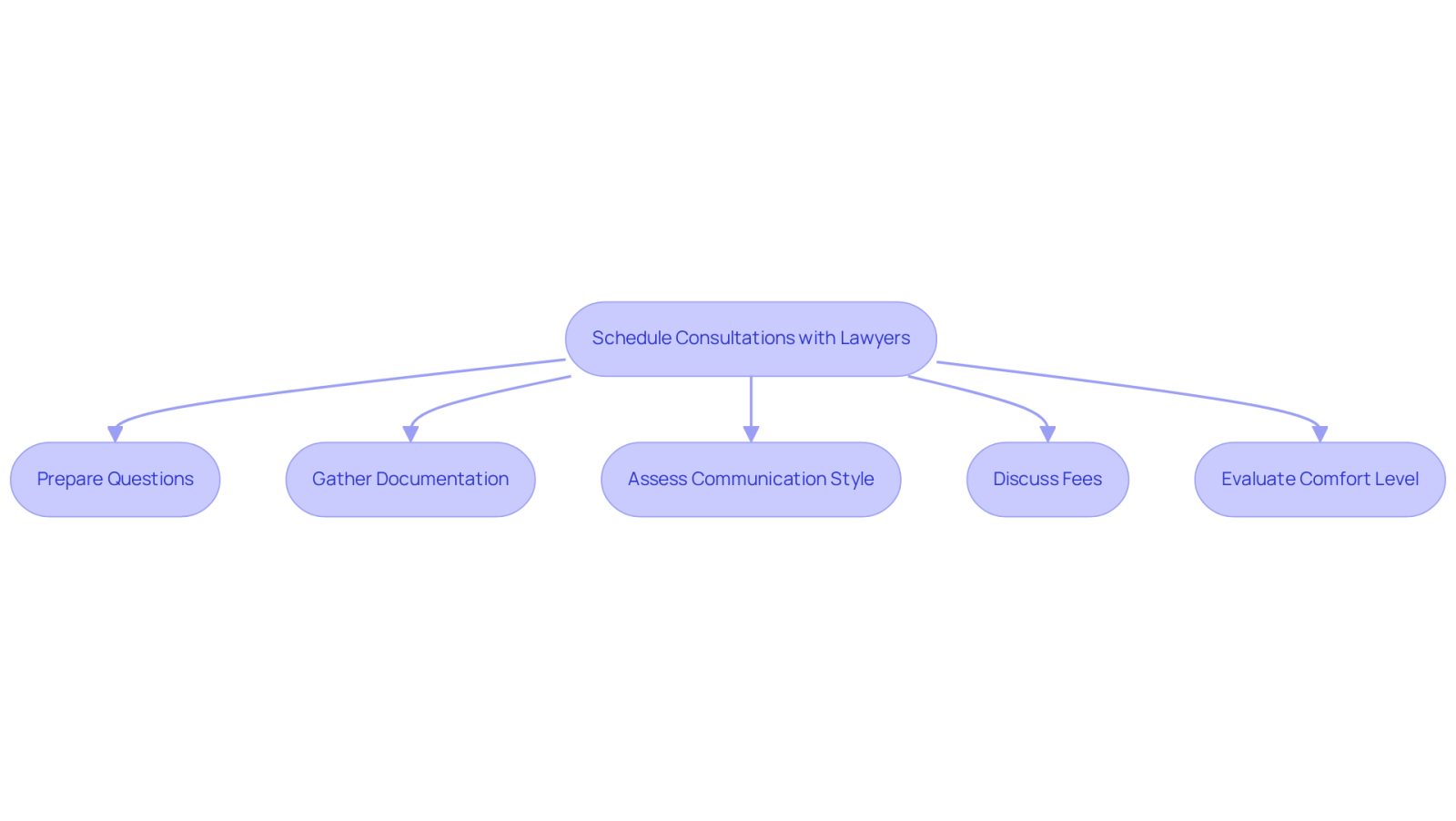 This flowchart guides you through the process of preparing for consultations with lawyers. Each box represents a key step to ensure you make the most of your meetings. Follow the arrows to see the order in which you should tackle these tasks.